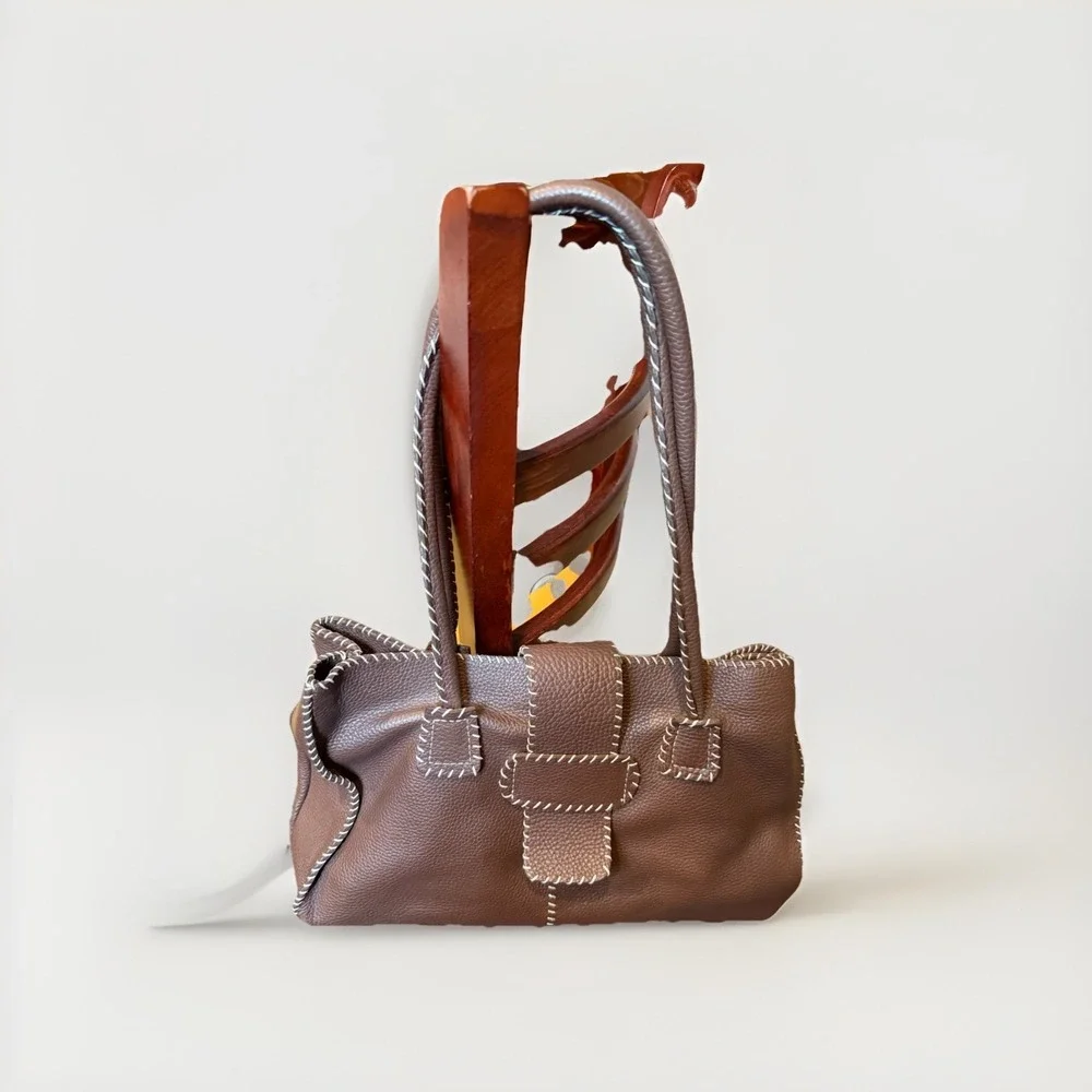 OMBU‎ BROWN SUEDE LEATHER SHOULDER HANDBAG